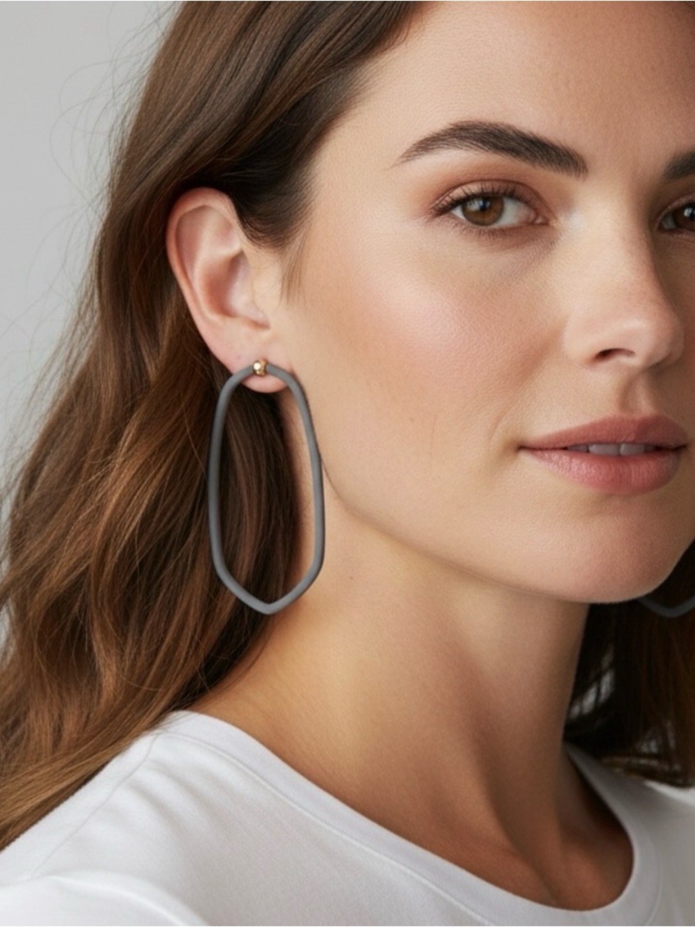 Grey Sculptural Hoop Earrings